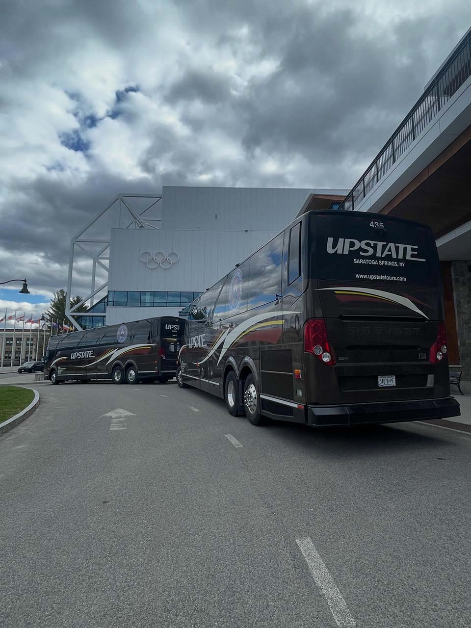 Charter buses at Lake Placid