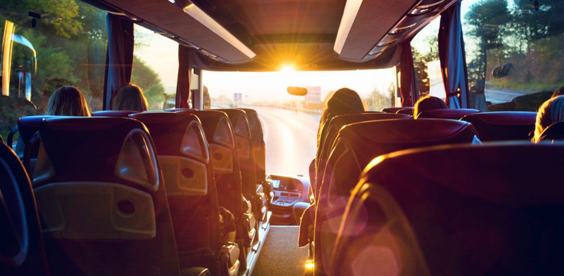 bus interior during sunset