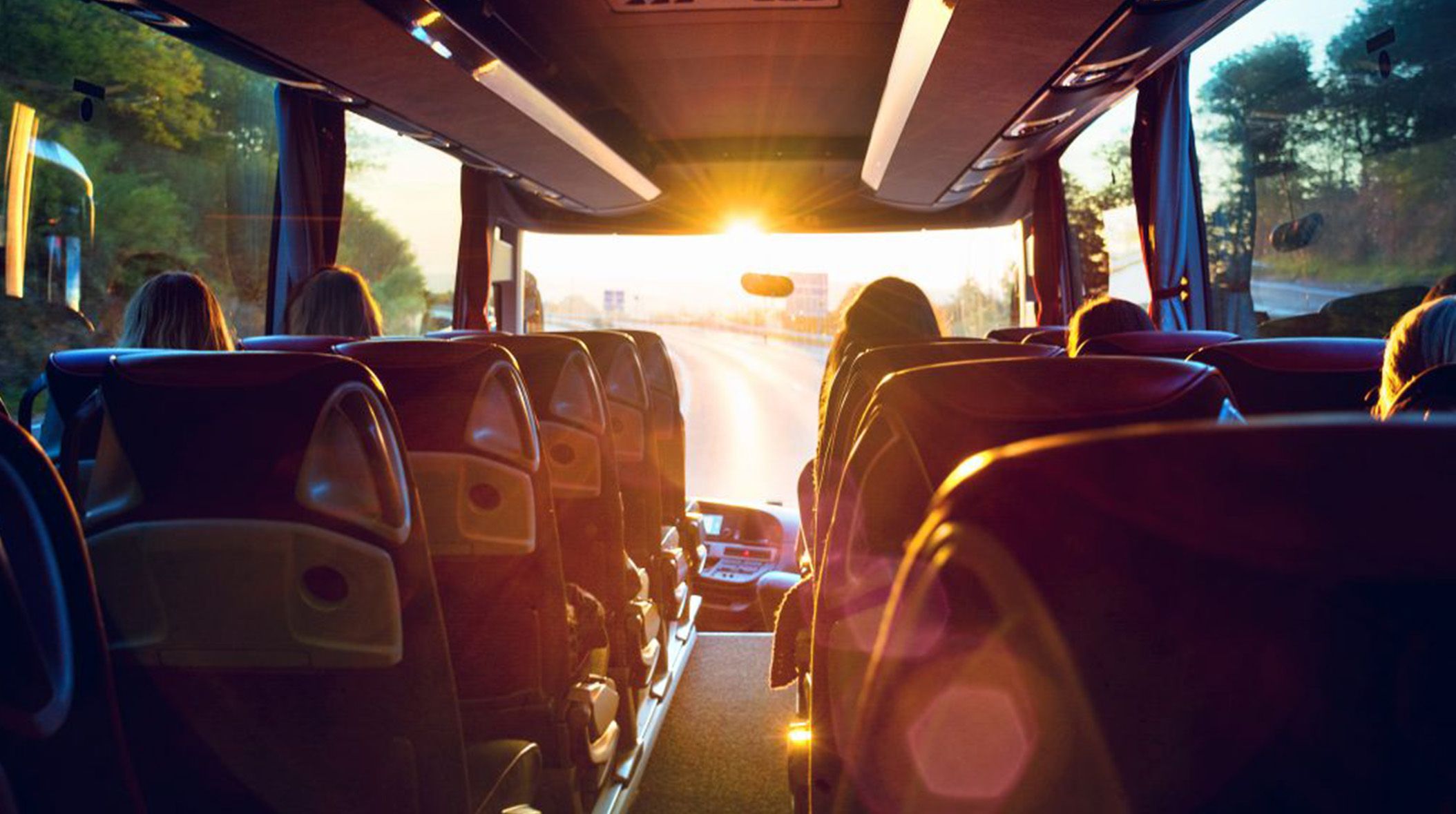 bus interior during sunset